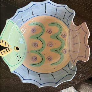 Colorful Fish-Shaped Ceramic Art Bowl